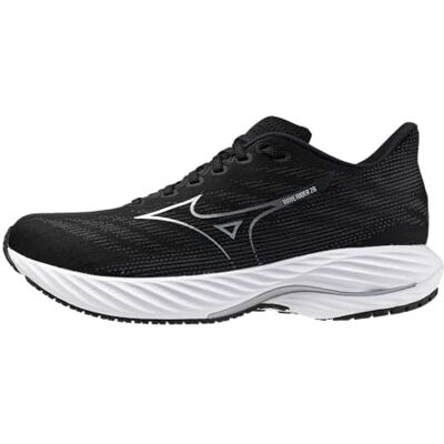 Mizuno Zapatillas de Running Wave Rider 28 para Hombre, Negro-Plata, 46 EU Mizuno Zapatillas de Running Wave Rider 28 para Hombre, Negro-Plata, 46 EU