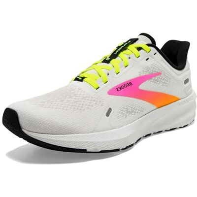 Brooks Launch 9, Zapatillas para correr Hombre, Blanco White Pink Nightlife, 46.5 EU Brooks Launch 9, Zapatillas para correr Hombre, Blanco White Pink Nightlife, 46.5 EU