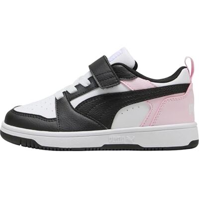 PUMA Rebound V6 LO AC+ PS Tenis Deportivos, Color Blanco, Negro, Rosa Perla, Talla 12 UK Niño, Blanco Negro Perla Rosa, 31 EU PUMA Rebound V6 LO AC+ PS Tenis Deportivos, Color Blanco, Negro, Rosa Perla, Talla 12 UK Niño, Blanco Negro Perla Rosa, 31 EU