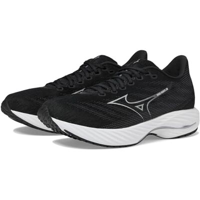 Mizuno Mens Wave Rider 28, Zapatillas para Correr Hombre, Negro Plateado, 46.5 EU Mizuno Mens Wave Rider 28, Zapatillas para Correr Hombre, Negro Plateado, 46.5 EU
