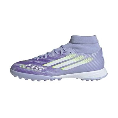 Adidas Mujer F50 SPARKFUSION League W Mid Turf Football Boots, Violet Tone/Lucid Lemon/Purple Rush, 46 EU Adidas Mujer F50 SPARKFUSION League W Mid Turf Football Boots, Violet Tone/Lucid Lemon/Purple Rush, 46 EU