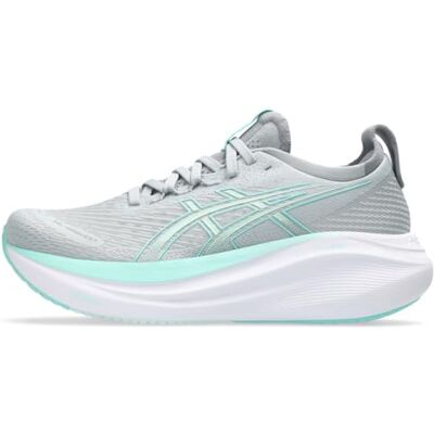 ASICS Tenis de Correr Gel-Nimbus 27 para Mujer, Gris piamonte/Menta iluminada, 41.5 EU ASICS Tenis de Correr Gel-Nimbus 27 para Mujer, Gris piamonte/Menta iluminada, 41.5 EU