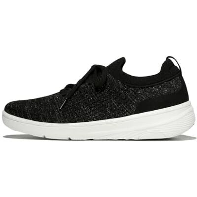 Fitflop Super-q Knit Slip-on Laced Sneakers, Zapatillas Mujer, Negro Plateado, 40 EU Fitflop Super-q Knit Slip-on Laced Sneakers, Zapatillas Mujer, Negro Plateado, 40 EU