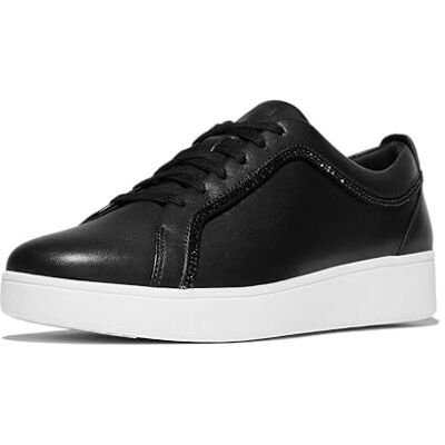 Fitflop Tenis Rally de Piel con Ribete de Cristal para Mujer, Black, 39 EU Fitflop Tenis Rally de Piel con Ribete de Cristal para Mujer, Black, 39 EU