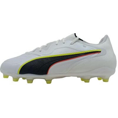 PUMA Tenis de fútbol Unisex King 20 Pro FG/AG, Color Blanco, Rojo Brillante, Alerta Amarilla, Talla 6.5 de Reino Unido, Alerta Blanca Brillante, roja y Amarilla, 40 EU PUMA Tenis de fútbol Unisex King 20 Pro FG/AG, Color Blanco, Rojo Brillante, Alerta Amarilla, Talla 6.5 de Reino Unido, Alerta Blanca Brillante, roja y Amarilla, 40 EU