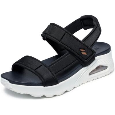 Skechers Cali, Sandalia Mujer,Duraleather Negro, 40 EU Skechers Cali, Sandalia Mujer,Duraleather Negro, 40 EU
