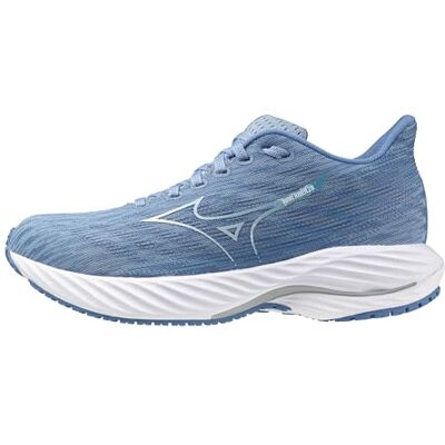 Mizuno Wave Rider 28 Tenis de Correr para Mujer, Glacier Lake-Blanco, 38 EU Mizuno Wave Rider 28 Tenis de Correr para Mujer, Glacier Lake-Blanco, 38 EU