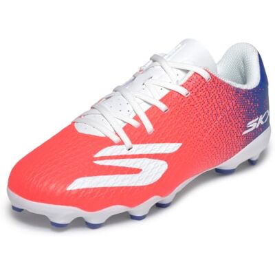 Skechers Niños SKX_2 Jr Botas de fútbol para Terreno Firme, White/Blue/Pink, 34 EU Skechers Niños SKX_2 Jr Botas de fútbol para Terreno Firme, White/Blue/Pink, 34 EU