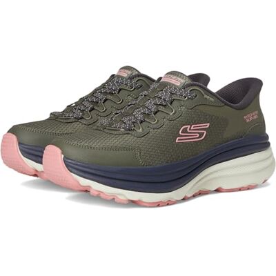 Skechers Mujer Max Cushioning Zirrus Slip-In ENTRENADOR, Olive Textile/Synthetic Pink Trim, 40 EU Skechers Mujer Max Cushioning Zirrus Slip-In ENTRENADOR, Olive Textile/Synthetic Pink Trim, 40 EU