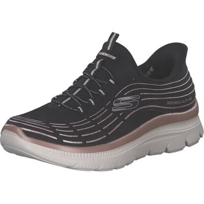 Skechers Mujer Summits Plus Soft Luster Slip-In ENTRENADOR, Black Mesh/Rose Gold Trim, 35.5 EU Skechers Mujer Summits Plus Soft Luster Slip-In ENTRENADOR, Black Mesh/Rose Gold Trim, 35.5 EU