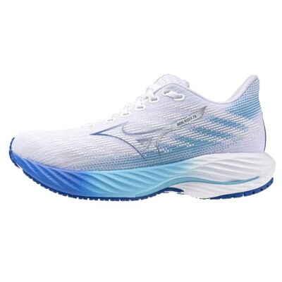 Mizuno Wave Rider 28 D Tenis de Correr para Mujer, Blanco-Azul Mugen, 7.5 Wide Mizuno Wave Rider 28 D Tenis de Correr para Mujer, Blanco-Azul Mugen, 7.5 Wide