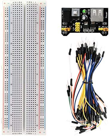 KEYESTUDIO Starter Kit con 3.3V 5V Breadboard Módulo de Alimentación, Placa de Prototipos (Protoboard) de 830 Pines, 65pcs Jumper Wire para Arduino MEGA2560 R3