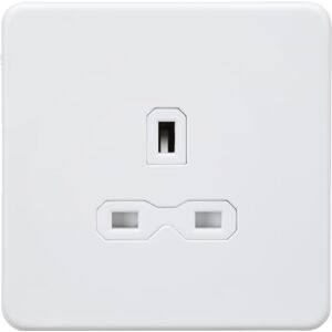 Knightsbridge Enchufe sin conmutación 13A 1G Blanco mate con inserto blanco Knightsbridge Enchufe sin conmutación 13A 1G Blanco mate con inserto blanco