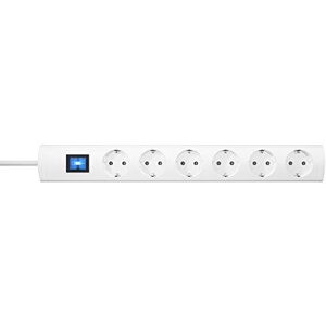 Kopp UNOversal® Plus Regleta de 6 enchufes de 5 m con Interruptor y Gran Distancia I Enchufe múltiple atornillable con protección táctil I Conector múltiple Interior I Blanco – Kopp UNOversal® Plus Regleta de 6 enchufes de 5 m con Interruptor y Gran Distancia I Enchufe múltiple atornillable con protección táctil I Conector múltiple Interior I Blanco –