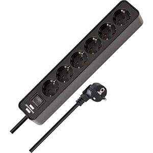 Brennenstuhl Ecolor regleta enchufes con 6 Tomas Corriente (Cable de 1,5m, con Interruptor) Negro Brennenstuhl Ecolor regleta enchufes con 6 Tomas Corriente (Cable de 1,5m, con Interruptor) Negro