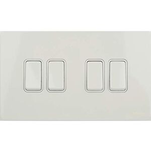 Schneider Electric GU1442WPW Ultimate Placa plana sin tornillos, interruptor de placa basculante, 4 bandas, pintada en blanco Schneider Electric GU1442WPW Ultimate Placa plana sin tornillos, interruptor de placa basculante, 4 bandas, pintada en blanco