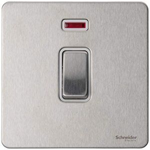 Schneider Electric GU4431WSS Ultimate Placa plana sin tornillos, interruptor de 2 polos, 1 banda, acero inoxidable Schneider Electric GU4431WSS Ultimate Placa plana sin tornillos, interruptor de 2 polos, 1 banda, acero inoxidable