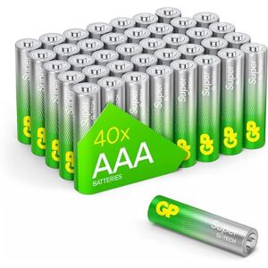 GP Pilas AAA (Micro, LR03) 1,5 V, envase de 40 Unidades, tecnología superalcalina de Larga duración, 40 Unidades. GP Pilas AAA (Micro, LR03) 1,5 V, envase de 40 Unidades, tecnología superalcalina de Larga duración, 40 Unidades.