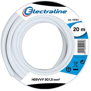 Electraline 11758, Cable para Extensiones Eléctricas H05VV-F, Sección 3G1.5 mm, 20 m, Blanco Electraline 11758, Cable para Extensiones Eléctricas H05VV-F, Sección 3G1.5 mm, 20 m, Blanco