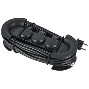 Electraline Regleta Base Multiple Profesional para Exteriores, 3 Tomas Schuko con Enchufe IP44, Colgante con 2 Ganchos, Cable 10 Metros Electraline Regleta Base Multiple Profesional para Exteriores, 3 Tomas Schuko con Enchufe IP44, Colgante con 2 Ganchos, Cable 10 Metros