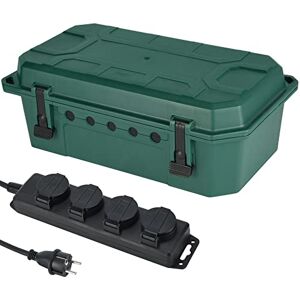 Electraline Caja de protección para conexiones eléctricas exteriores con protección IP54 con Regleta Base Multiple 4 tomas con Tapas IP44 Cable H05RR-F 3G1.5 Electraline Caja de protección para conexiones eléctricas exteriores con protección IP54 con Regleta Base Multiple 4 tomas con Tapas IP44 Cable H05RR-F 3G1.5