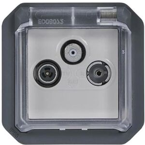 Legrand Enchufe TV/R-SAT con contacto lateral de tierra Plexo Estanco IP55 Componible para instalar con caja o marco Antracita 069858LE Legrand Enchufe TV/R-SAT con contacto lateral de tierra Plexo Estanco IP55 Componible para instalar con caja o marco Antracita 069858LE