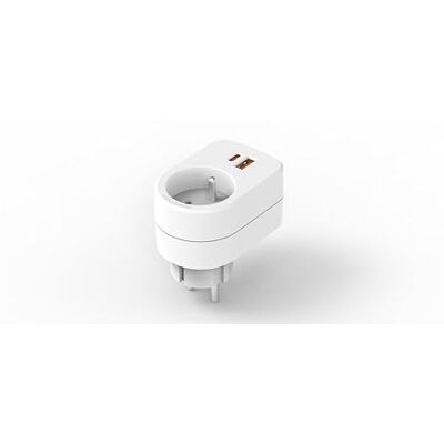 Simon Adaptador Combi, adaptador de pared con conector francés 16A y 2 puertos USB, color blanco Simon Adaptador Combi, adaptador de pared con conector francés 16A y 2 puertos USB, color blanco