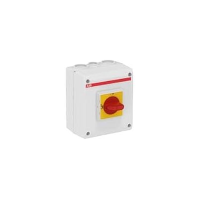 ABB Interruptor de separación de 4 pines, 32 A, montaje con tornillo, IP 65, 7,5 kW ABB Interruptor de separación de 4 pines, 32 A, montaje con tornillo, IP 65, 7,5 kW