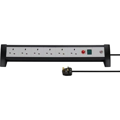 Brennenstuhl Premium Office-Line FB 5 Cable de extensión con botón de reinicio de Fusible de Seguridad, 6 vías, 3 m, H05VV-F3G1.5, Color Negro y Gris, SASO *GB* Brennenstuhl Premium Office-Line FB 5 Cable de extensión con botón de reinicio de Fusible de Seguridad, 6 vías, 3 m, H05VV-F3G1.5, Color Negro y Gris, SASO *GB*