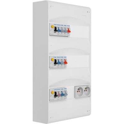 Eaton Cuadro 3 filas preequipadas 2 inter. diff. 40 A + 1 inter. diff. 63 A + 10 disyuntores Eaton Cuadro 3 filas preequipadas 2 inter. diff. 40 A + 1 inter. diff. 63 A + 10 disyuntores