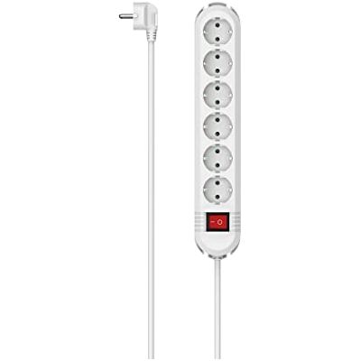 Hama Regleta 6 Enchufes con Tomas Giradas 90°, Interruptor de Encendido, Cable de 2m para Montaje en Pared, Base Múltiple con Seguridad Infantil, 3680W, Blanco Hama Regleta 6 Enchufes con Tomas Giradas 90°, Interruptor de Encendido, Cable de 2m para Montaje en Pared, Base Múltiple con Seguridad Infantil, 3680W, Blanco