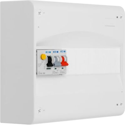Eaton Cuadro 1 fila preequipado 1 inter. diff. 40 A tipo AC + 2 disyuntores (1 x 10 A y 1 x 16 A) Eaton Cuadro 1 fila preequipado 1 inter. diff. 40 A tipo AC + 2 disyuntores (1 x 10 A y 1 x 16 A)