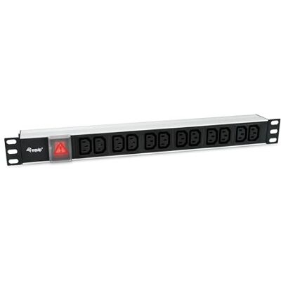 Equip Regleta de 19 Pulgadas (1HE), 12 enchufes con Schuko + Interruptor A Equip Regleta de 19 Pulgadas (1HE), 12 enchufes con Schuko + Interruptor A