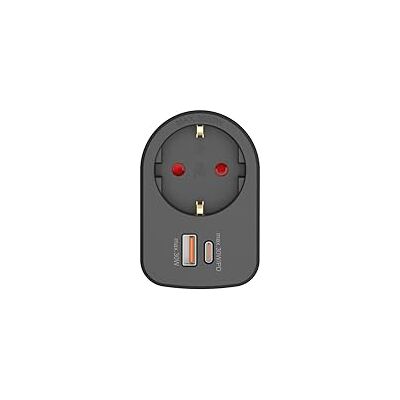 Simon – Adaptador Combi 1 Toma Schuko 16A (250V) + 2 Puertos USB (A+C) 30W, Carga Rápida con Quick Charge para Móviles, Smartphones y Tablets, Enchufe de Pared Compacto, Color Negro Simon – Adaptador Combi 1 Toma Schuko 16A (250V) + 2 Puertos USB (A+C) 30W, Carga Rápida con Quick Charge para Móviles, Smartphones y Tablets, Enchufe de Pared Compacto, Color Negro