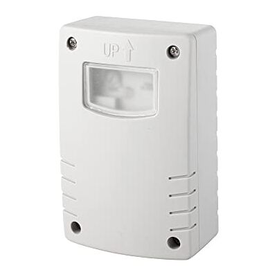 Garza Detector Crepuscular Regulable para exterior, Protección IP44, Tiempo y luminosidad programables, Blanco Garza Detector Crepuscular Regulable para exterior, Protección IP44, Tiempo y luminosidad programables, Blanco