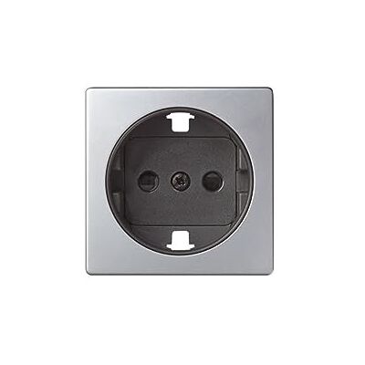 Simon - Tapa Enchufe 2p+TT schuko+segur. s82 ALU Mate Ref. 6558233231, Gris / Negro Simon - Tapa Enchufe 2p+TT schuko+segur. s82 ALU Mate Ref. 6558233231, Gris / Negro