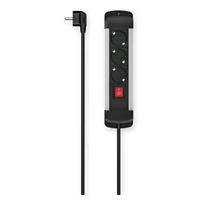 Hama Regleta de 3 Posiciones Schuko, Enchufe Schuko, Cable de 3 Metros, Aluminio, con Interruptor de Encendido/Apagado, Montaje en Pared Hama Regleta de 3 Posiciones Schuko, Enchufe Schuko, Cable de 3 Metros, Aluminio, con Interruptor de Encendido/Apagado, Montaje en Pared