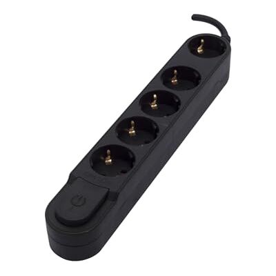 CHACON Base de diseño 5 x 16 A con interruptor y enchufe plano 1,5 m Negro (SCH) CHACON Base de diseño 5 x 16 A con interruptor y enchufe plano 1,5 m Negro (SCH)