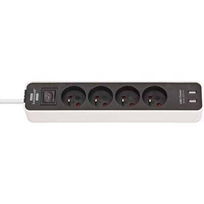 Brennenstuhl Regleta de enchufes Ecolor blanco (4 enchufes + 2 conectores USB, 1,5 m de cable) Brennenstuhl Regleta de enchufes Ecolor blanco (4 enchufes + 2 conectores USB, 1,5 m de cable)
