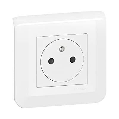Legrand Toma de corriente para superficie Mosaic con placa y fijación a garras, color blanco Legrand Toma de corriente para superficie Mosaic con placa y fijación a garras, color blanco