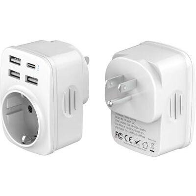 Adaptador de viaje Hoppac EE. UU. a Francia - 5 en 1 con USB Adaptador de viaje Hoppac EE. UU. a Francia - 5 en 1 con USB
