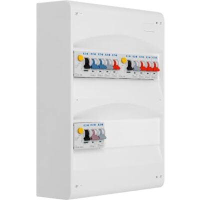 Eaton Cuadro 2 filas preequipadas 2 inter. diff. 40 A + 1 inter. diff. 40 A + 10 disyuntores Eaton Cuadro 2 filas preequipadas 2 inter. diff. 40 A + 1 inter. diff. 40 A + 10 disyuntores