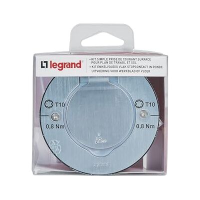 Legrand IP44 Kit de toma de suelo redondo (acero inoxidable, impermeable, con solapa y caja para empotrar Legrand IP44 Kit de toma de suelo redondo (acero inoxidable, impermeable, con solapa y caja para empotrar
