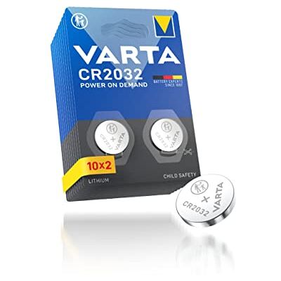 Varta Pilas de Botón CR2032, paquete de 20, Power on Demand, Lithium, 3V, embalaje seguro para niños, para dispositivos Smart Home, llaves de coche y otras aplicaciones Varta Pilas de Botón CR2032, paquete de 20, Power on Demand, Lithium, 3V, embalaje seguro para niños, para dispositivos Smart Home, llaves de coche y otras aplicaciones