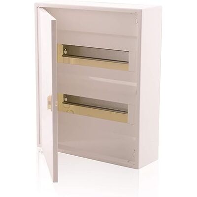 ETI Caja de fusibles de superficie con riel DIN IP40, puerta blanca para la instalación en casa (2 filas, 24 módulos) ETI Caja de fusibles de superficie con riel DIN IP40, puerta blanca para la instalación en casa (2 filas, 24 módulos)