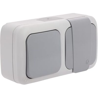 Siemens SIE885114 - Interruptor y toma de corriente impermeable gris - IP54 Siemens SIE885114 - Interruptor y toma de corriente impermeable gris - IP54