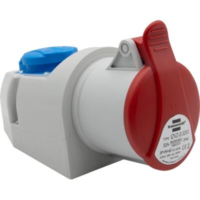 Brennenstuhl Enchufe eléctrico de pared combinado con toma CEE 400 V/32 A de 5 polos + toma tipo F (Schuko), toma industrial con tapa, uso interior/exterior, taller, garaje, industria, IP44, 32 A Brennenstuhl Enchufe eléctrico de pared combinado con toma CEE 400 V/32 A de 5 polos + toma tipo F (Schuko), toma industrial con tapa, uso interior/exterior, taller, garaje, industria, IP44, 32 A