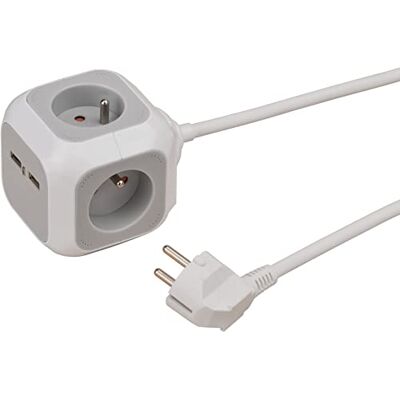 Brennenstuhl Alea-Power Regleta (4 Tomas + 2 enchufes USB, 1,4 m de Cable, Color Gris y Blanco Brennenstuhl Alea-Power Regleta (4 Tomas + 2 enchufes USB, 1,4 m de Cable, Color Gris y Blanco