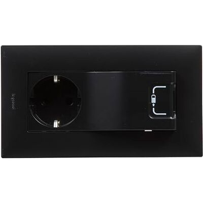 Legrand Enchufe 2P+T 16A y cargador USB tipo A 1A 5W componible para instalación empotrada, Gama Niloé Step, Color Antracita, Legrand Enchufe 2P+T 16A y cargador USB tipo A 1A 5W componible para instalación empotrada, Gama Niloé Step, Color Antracita,