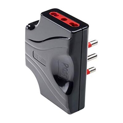 Adaptador de corriente ROSI - 16A Enchufe Triplo Bipasso - Negro Adaptador de corriente ROSI - 16A Enchufe Triplo Bipasso - Negro